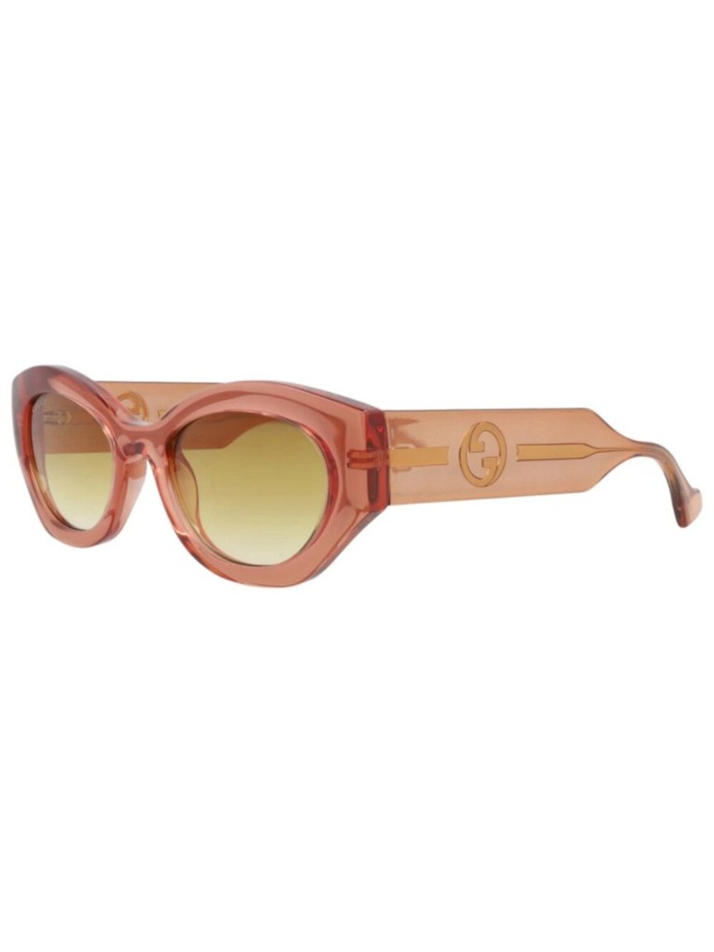 New Gucci Women's Sunglasses Round Oval Injection Frame Brown Brown Brown